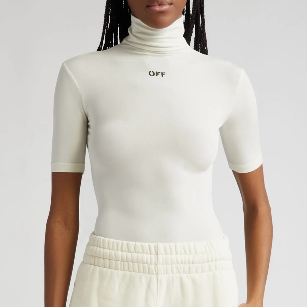 Authentic Off-White Short Sleeve Turtleneck